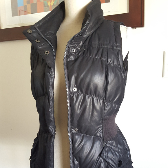 DKNY Jackets & Blazers - DKNY Active Shiny Jet Black Puffer Vest